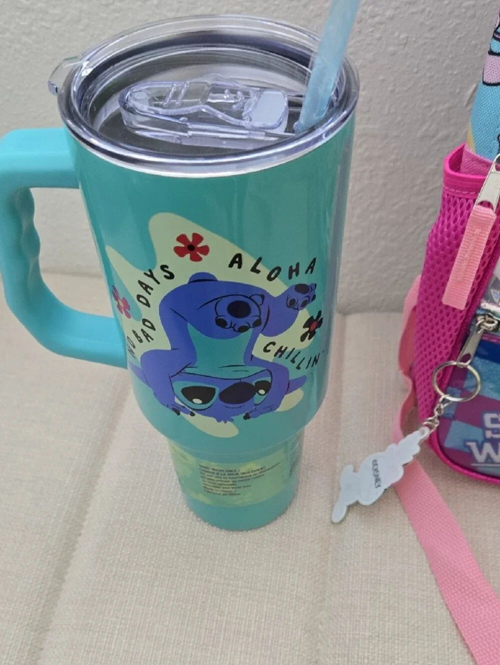 Disney Kids Stitch Backpack and Tumbler Set - Blue, Pink, Teal